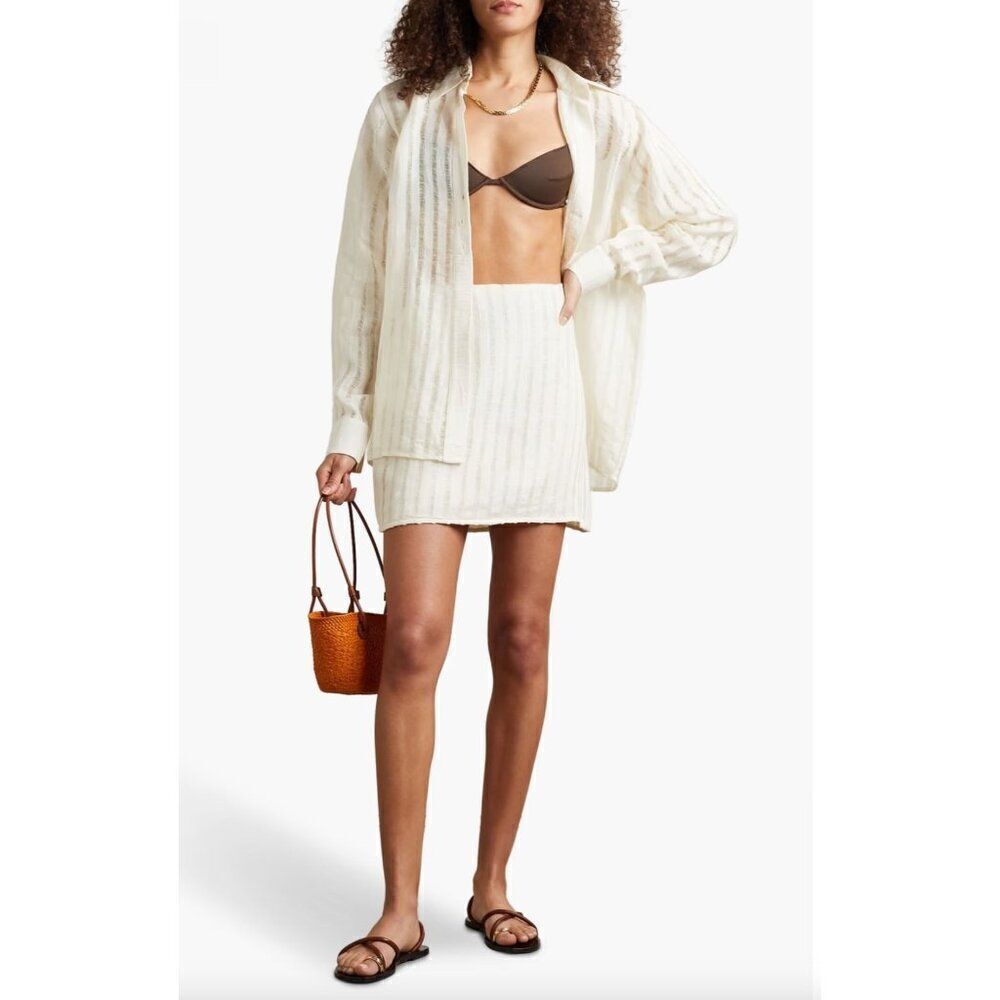 Savannah morrow Cream knit Mini Skirt